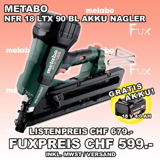 Metabo NFR 18 LTX 90 BL Akku Nagler mit GRATIS AKKU